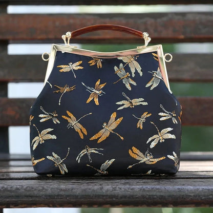Vintage Lock Shell Bag Handbag Purse Handmade Chain Women Shoulder Crossbody Bag