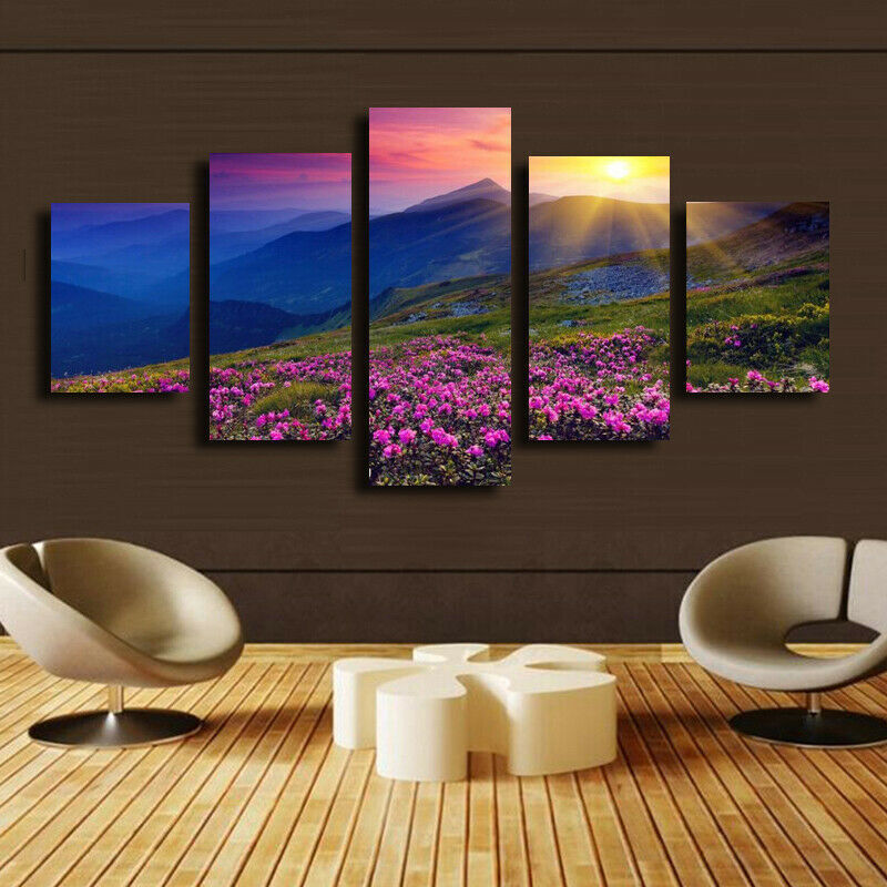 5 Pieces Canvas Wall Art Poster and Print Living Room Scenery No Framed