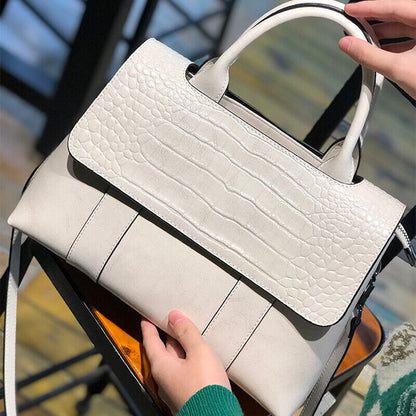 100% Genuine Leather Women's Crocodile Handbags Evening Party Bag Satchel Tote