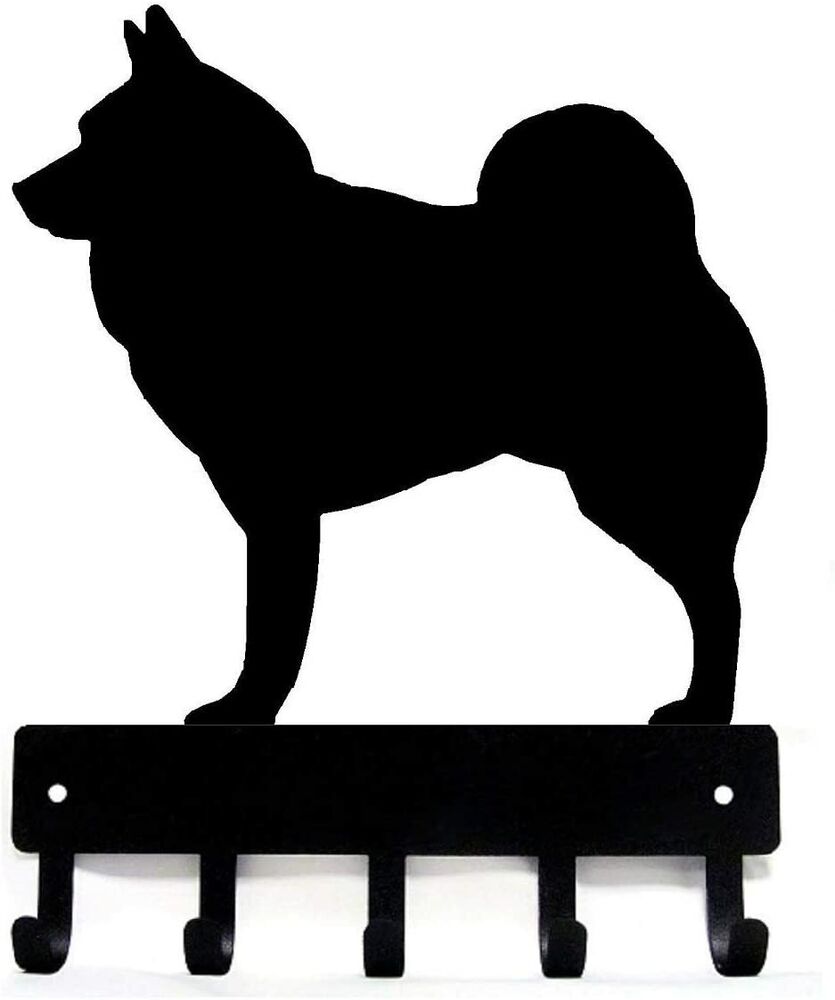 Norwegian Elkhound Dog - Key Hooks & Keychain Holder -6 inch Wide Metal Wall Art