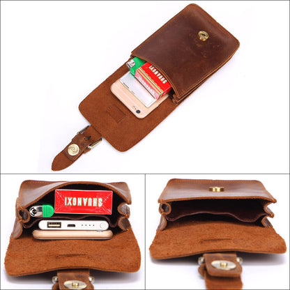 Men's Belt Waist Bag Mobile Phone Bag Shoulder Waist Bag Leather