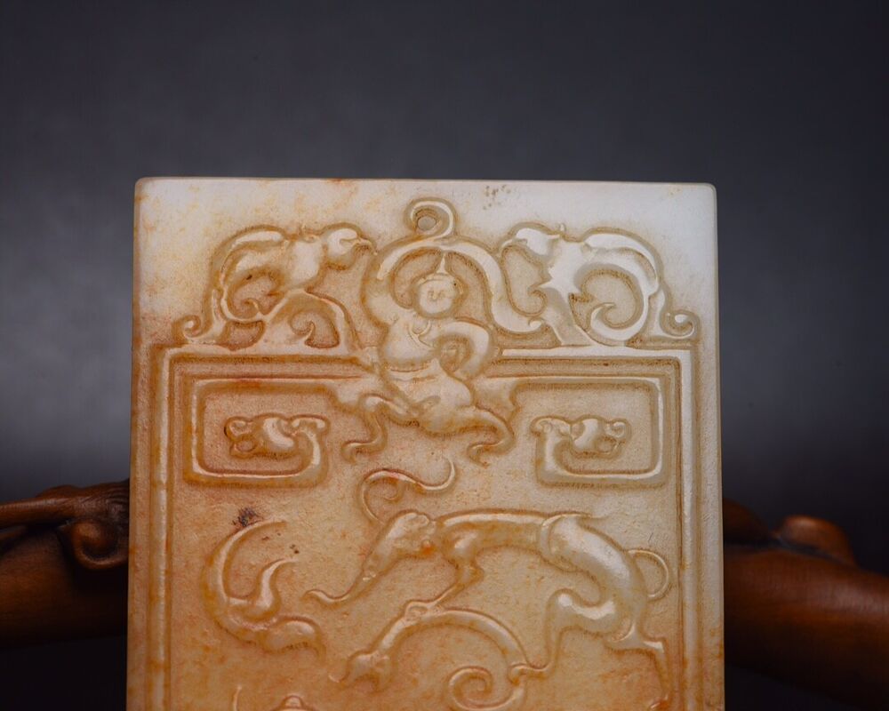 Chinese Old Natural Hetian Jade Carved Exquisite Statue Pendant Jewelry Rare Art