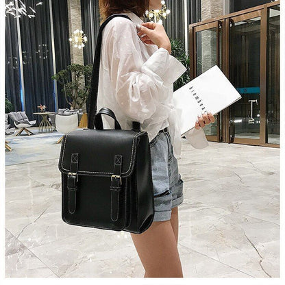 Preppie Style Backpack Synthetic Leather Shoulder Vintage Bag 24*28*30*10 CM 1PC