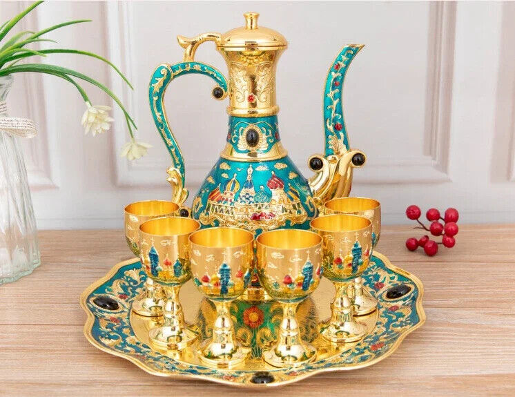 European Bar Sets Metal Retro Style Wine Glass Wine Bottle Tray Wine Dispenser