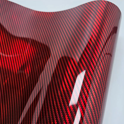 Car Stickers Glossy Laser Rainbow Carbon Fiber Red Motorcycle Wraps Vinyl Decals