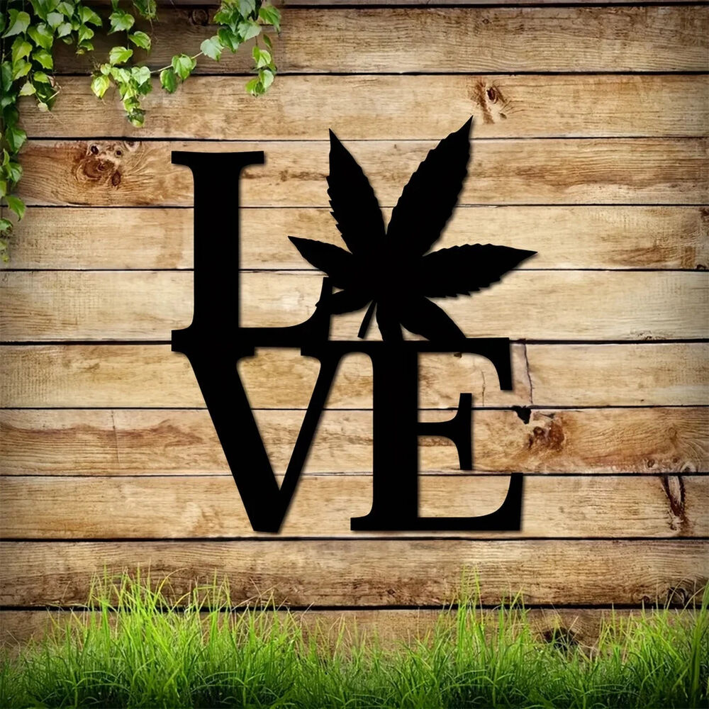 1pc Metal Marijuana Pot Leaf Art Wall Decor, Love Weed Metal Wall Decor, Metal