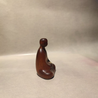 vintage wooden ornaments miniature item Boxwood carved children buddha Statue