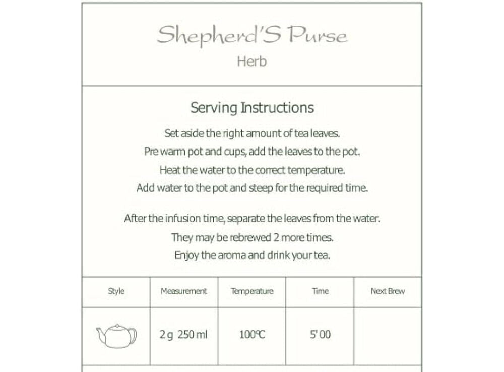 Shepherd's Purse Organic Herb Tea - Shepherds Purse - Sheperds Purse Herbs 100g