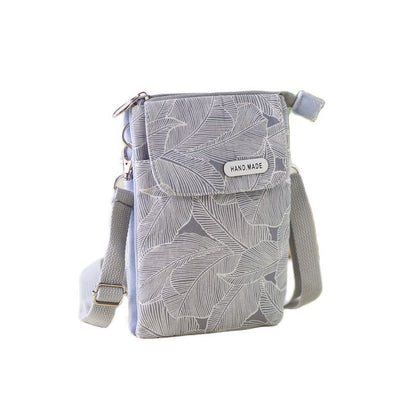 Canvas Leaves Print Women Handbag Small Shoulder Crossbody Phone Bag Money Pouch