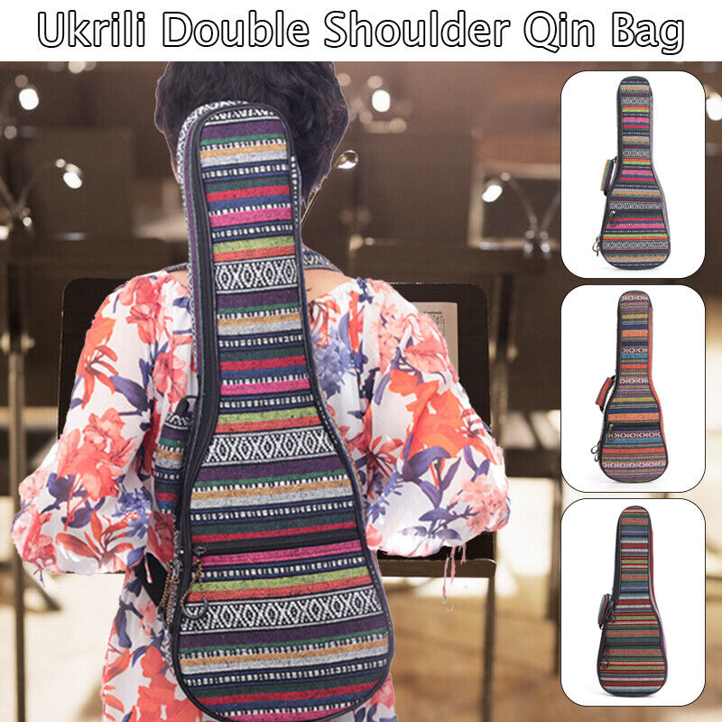 Ethnic Style Thicken Ukulele Bag Case Backpack 21 23 26 Inch Ukelele Mini Guitar