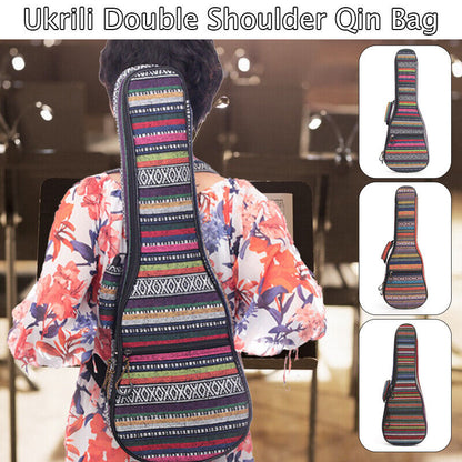 Ethnic Style Thicken Ukulele Bag Case Backpack 21 23 26 Inch Ukelele Mini Guitar