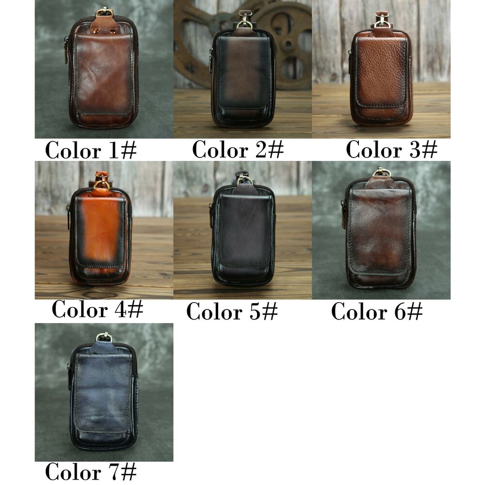Brushed Color Men's Design Leather Small Waist Bag Fashion Hook Fanny Belt Pack