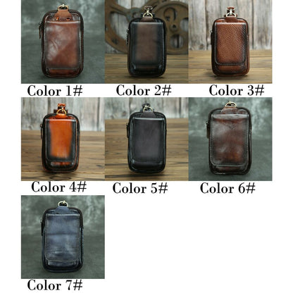 Brushed Color Men's Design Leather Small Waist Bag Fashion Hook Fanny Belt Pack