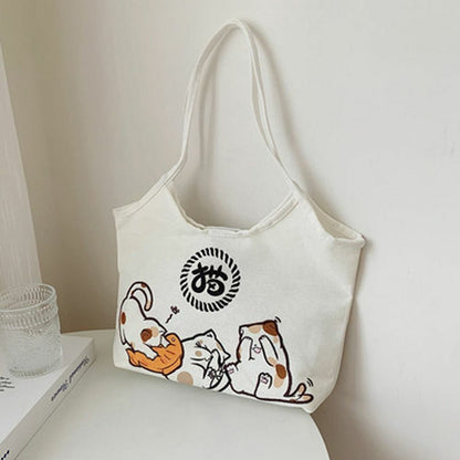 Daily Outdoor Travel Cartoon Tote Bag Underarm Bags Canvas Handbag Shoulder Bag