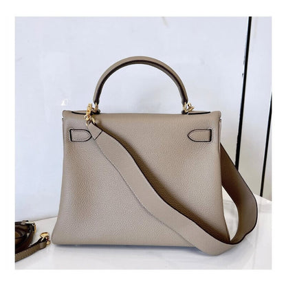 25/28) Real Leather Small Flap Briefcase Tote Shoulder Bag Purse Handbag Fashion