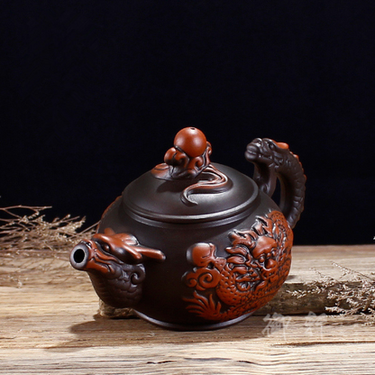 Chinese Yixing Purple Teapot Traditional Dragon Tea Pot Retro Tea Set Kettle