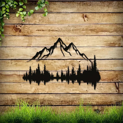 1pc Mountain And Forest Metal Wall Art, Hill And Trees Metal Wall Decor Nature