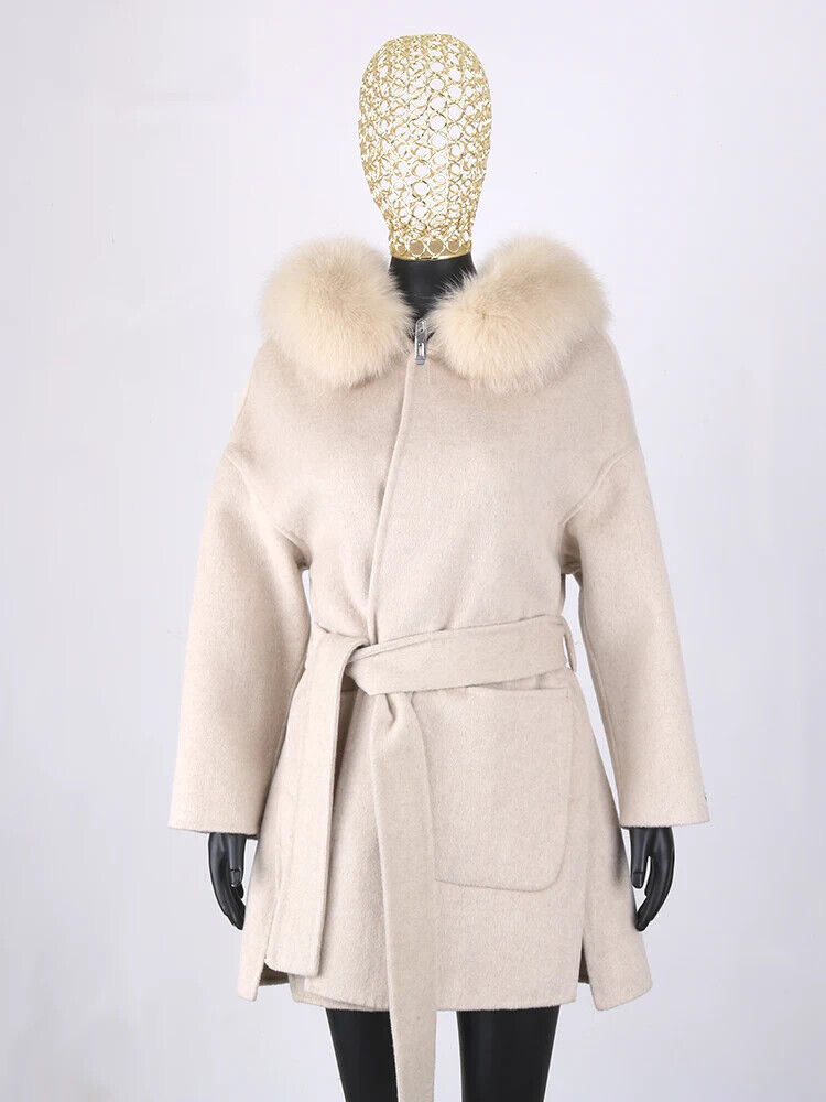 2023 Coat Collar Jacket Winter Outerwear Women With Belt