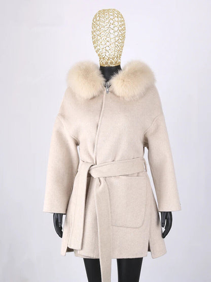 2023 Coat Collar Jacket Winter Outerwear Women With Belt