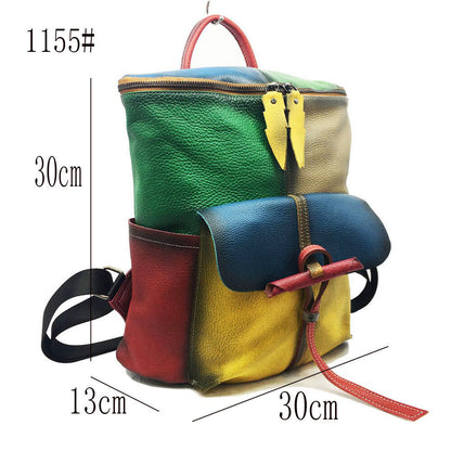 Women's Backpack, Designer Genuine Leather Multi-color Satchel Tote Shoulder Bag