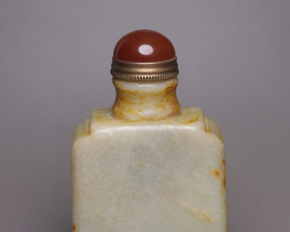 Antique China Hetian Jade Snuff Bottle Carved Nice Snuffbox Art Rare Collection