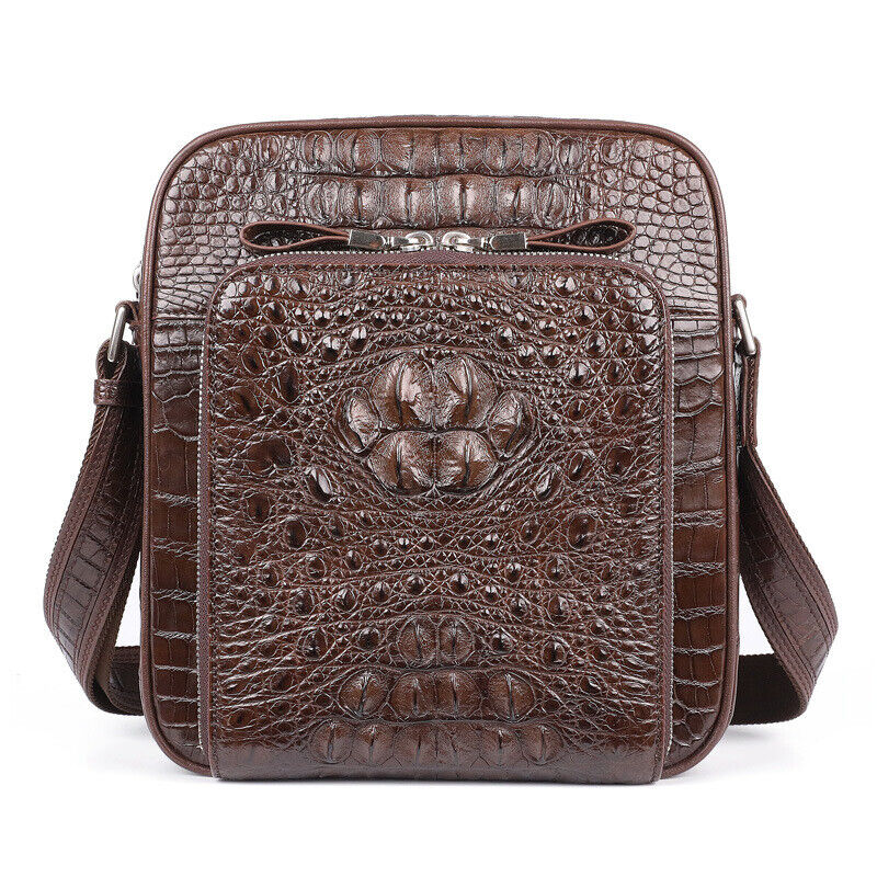 Handcrafted 100% Crocodile Skin Leather Shoulder bag Men's Multifunction handbag