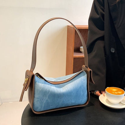 Denim Shoulder Bags Contrast Color Underarm Hobo Bag Crossbody Purses Handbags