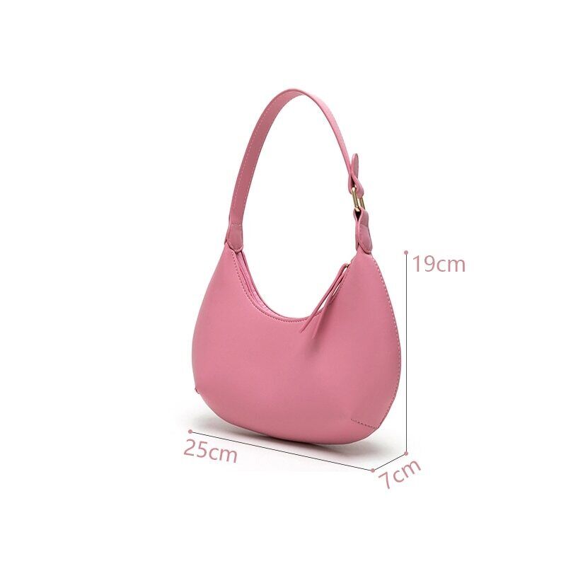 Women's Shoulder Bags PU Leather Purses Handbags Lady Sweet Half Moon Bag