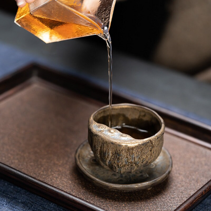 Creative Lotus Ceramic Teacups with Coasters