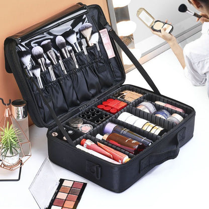 Oxford Cloth Makeup Bag Large Compartments Women Travel Cosmetic Case Zipper 1PC