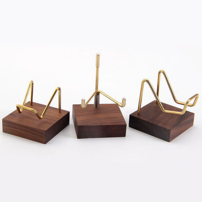 Metal Arm Wooden Display Stand Rack for Gemstone Mineral Home Decoration