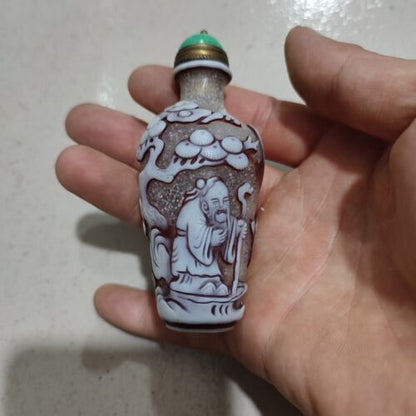 chinese glaze beauty glazed antique glass snuff bottle Collectibles Figure-story
