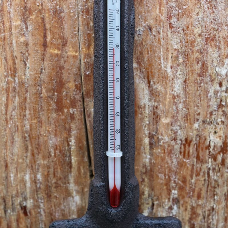 Home Wall Decoration Courtyard Decor Cast Iron Rake Key Thermometer 9.2x1x23.3cm