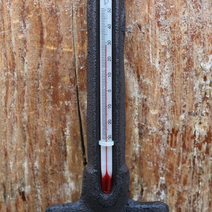 Home Wall Decoration Courtyard Decor Cast Iron Rake Key Thermometer 9.2x1x23.3cm