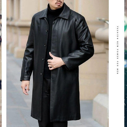 Jackets Men Coats Winter Long Leather Parkas Men Faux Leather Jacket Coat Mens