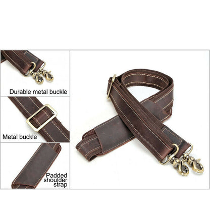 Vintage Leather Replacement Shoulder Strap for Briefcase Luggage Messenger Bag