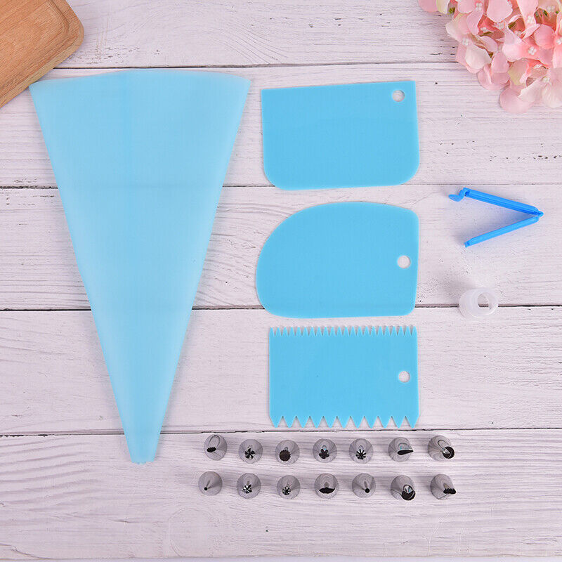 20 Pcs Cake Baking Decorating Kit Set Piping Tips Pastry Icing Bag Nozzles T-ca