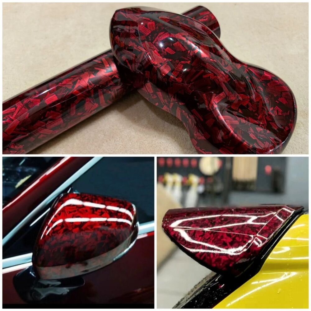 Car Stickers PET Forged Carbon Fiber Vinyl Silver Black Red Roll Adhesive Decals