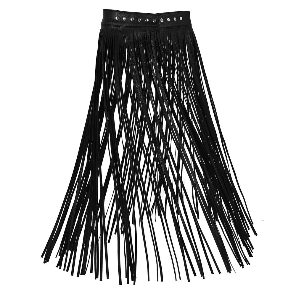 Women Tassel Skirt Faux Leather Fashion Girl Hippy Boho Fringe Harness Rave Belt