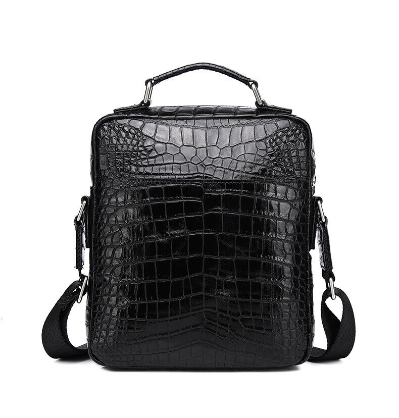 Real Leather 10" Handbags, Designer Crocodile Men's Business Sling Shoulder Bag