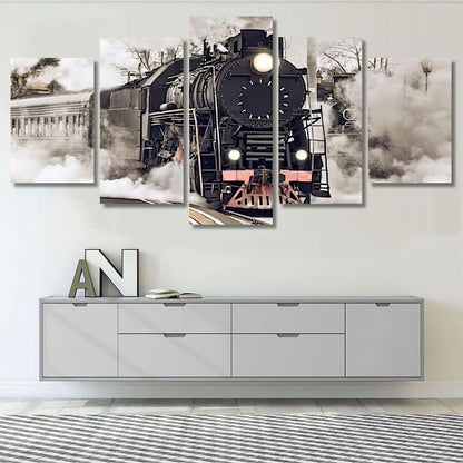Steam Train Industrial 5 Pieces Canvas Print Wall Art Poster Home Decoration