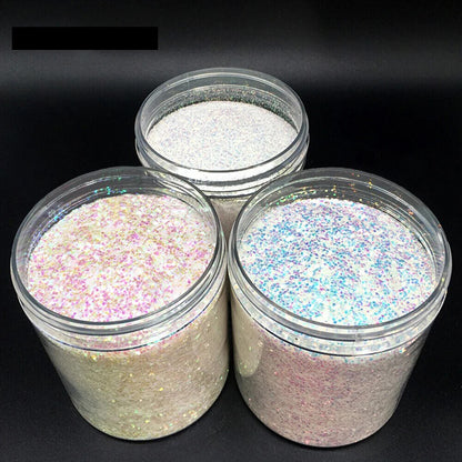 Nail Art Decor 1 Bottle AB White Sequins Glitters Holographic Flakes 0.2 0.4 1mm