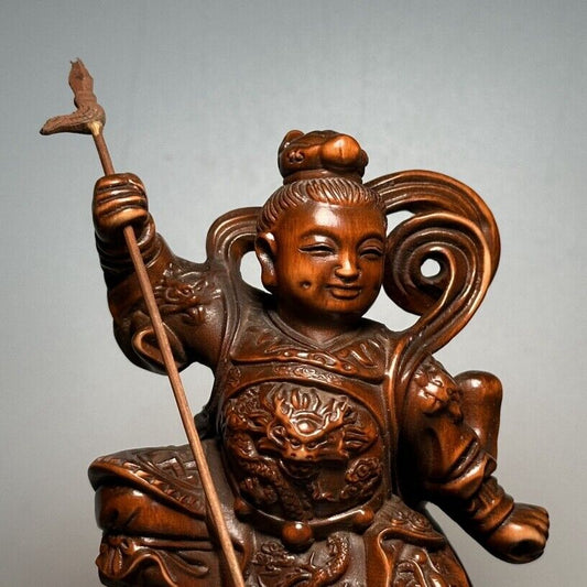 Collection Chinese Boxwood Carving Child Statue Wooden Sculpture Decor Artwork