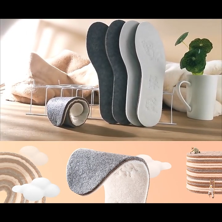 Winter Warm Insoles Wool Thickened Soft Men Women Breathable Shoes Pads EU 35-44
