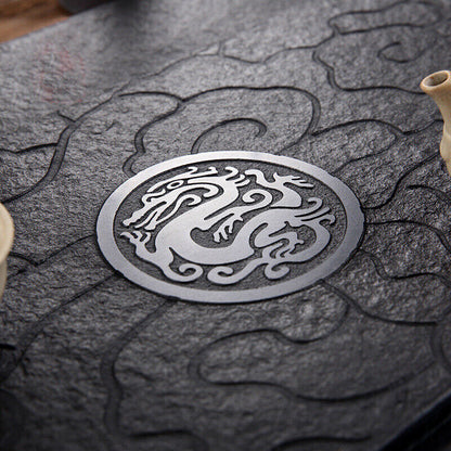 dragon design tea tray black stone heavy multi size serving tray for tea set new