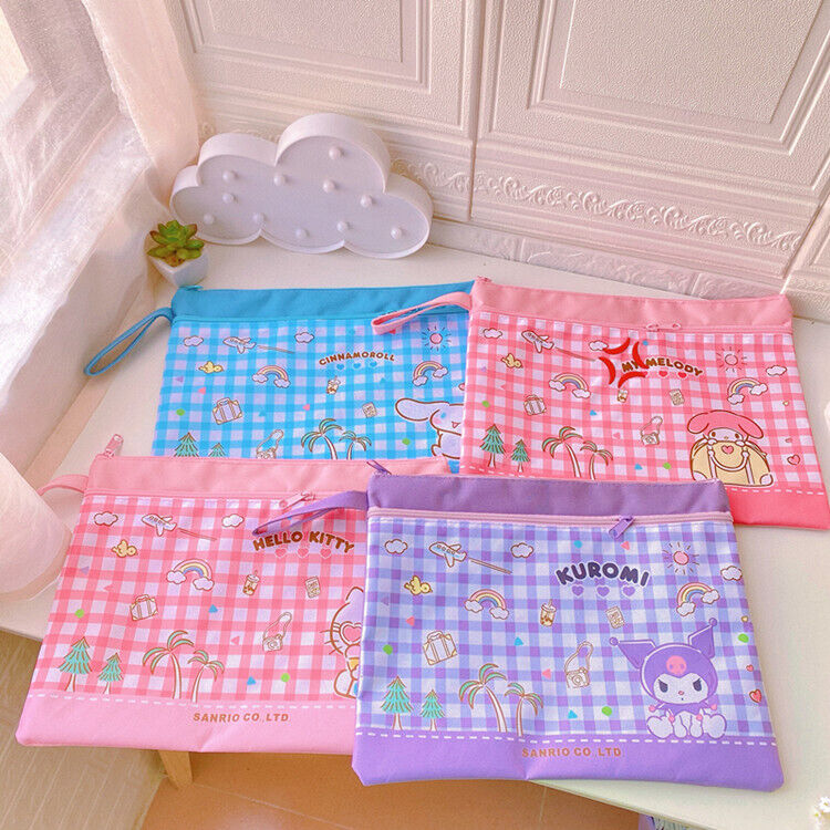 Cute Cartoon File Bag, Canvas A4 Double-Layer Tutoring Bag, Information Bag