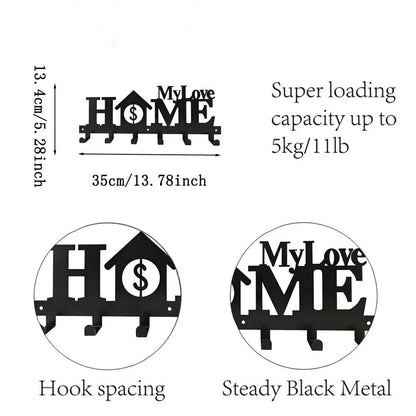 1pc Key Holder For Wall With 6 Hooks, Metal Key Rack, Key Hooks Towel Rack