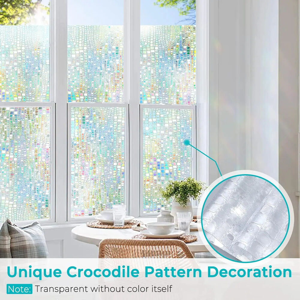 Window Privacy Film PVC Stained Glass Clings 3D Rainbow Door Decorative Stickers