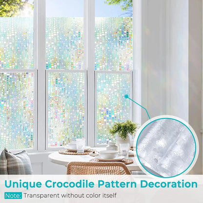 Window Privacy Film PVC Stained Glass Clings 3D Rainbow Door Decorative Stickers