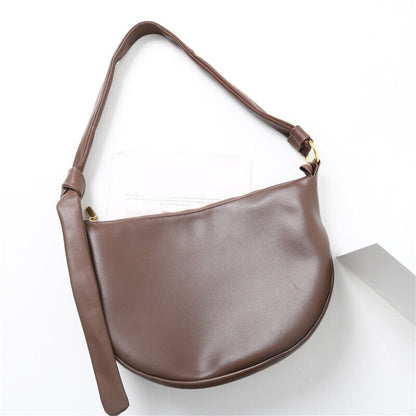 Draped Leather Shoulder Bag Crossbody Tote Hobo Purse Knotted Saddle Handbag
